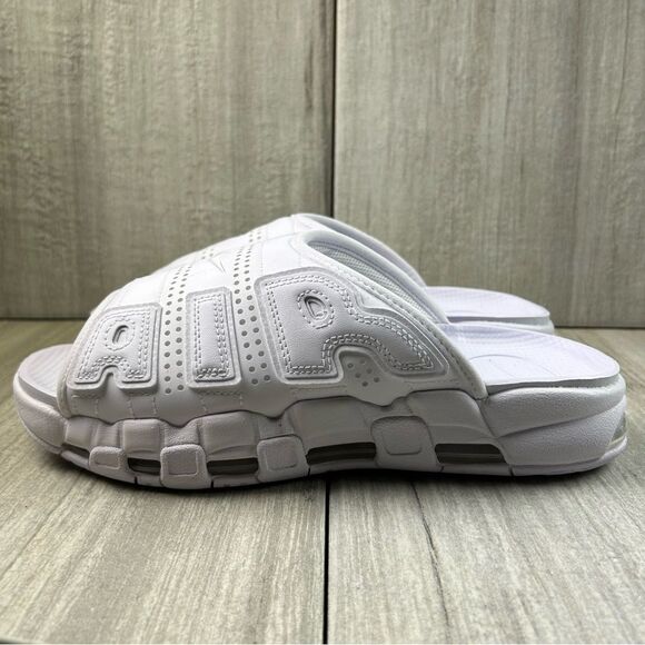 NEW Nike Air More Uptempo White Slides Shoes Sandals fd9884-101 Men’s Size 9 - Picture 1 of 10